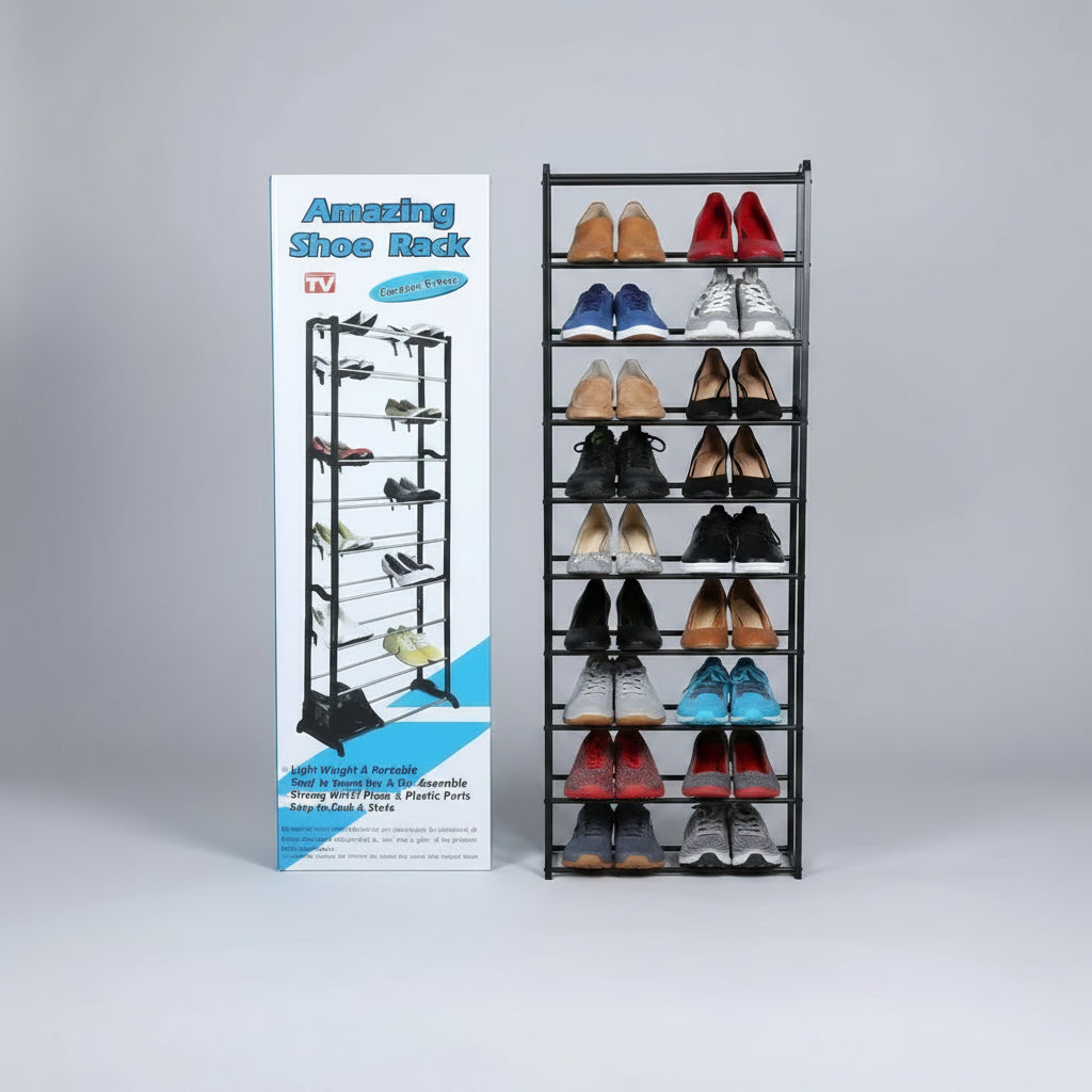 10 Layer Steel Shoes Rack by TradePro Solutions.