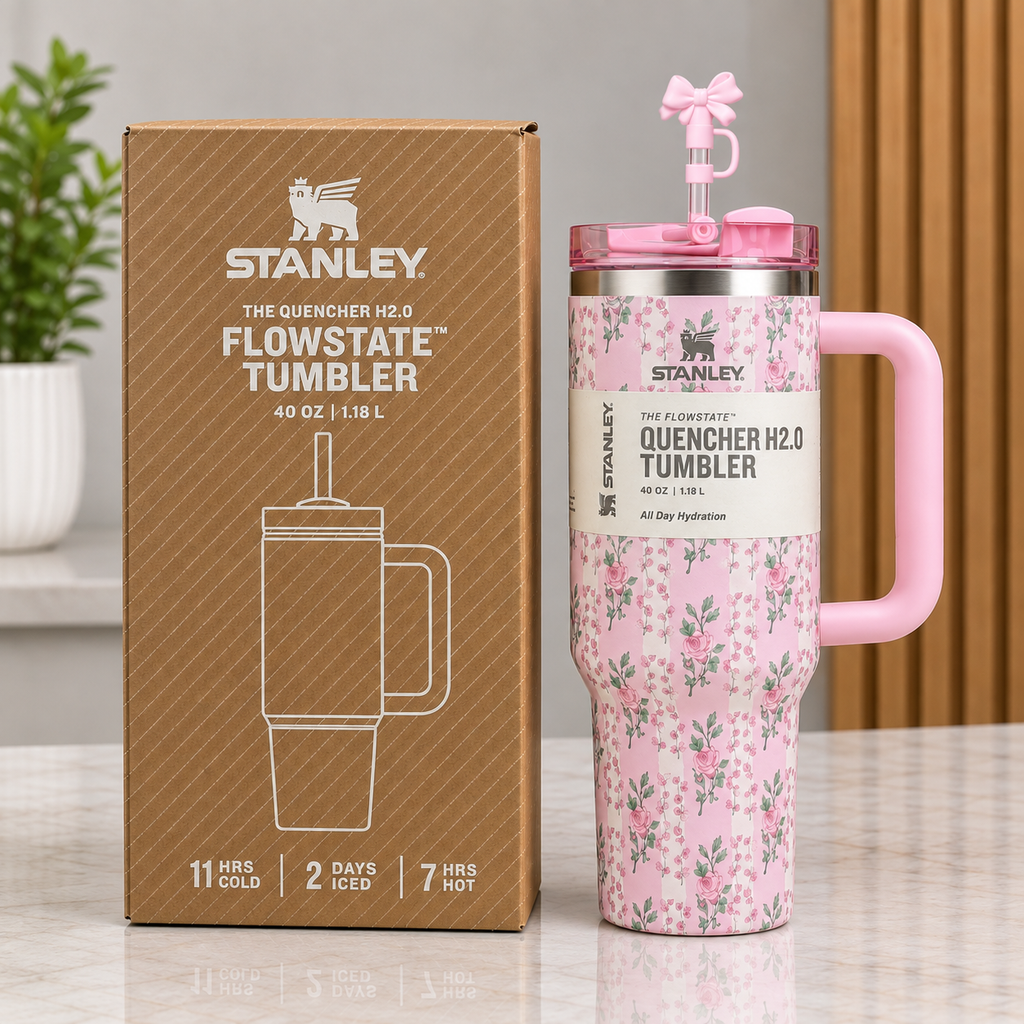 A Stanley 1200ml Flower Stainless Steel Tumbler by TradePro Solutions.