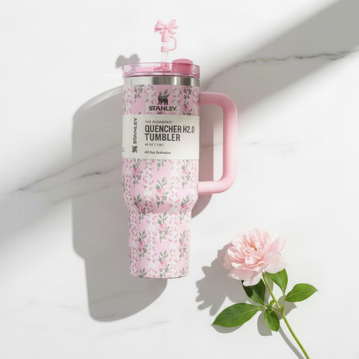 A Stanley 1200ml Flower Stainless Steel Tumbler by TradePro Solutions.