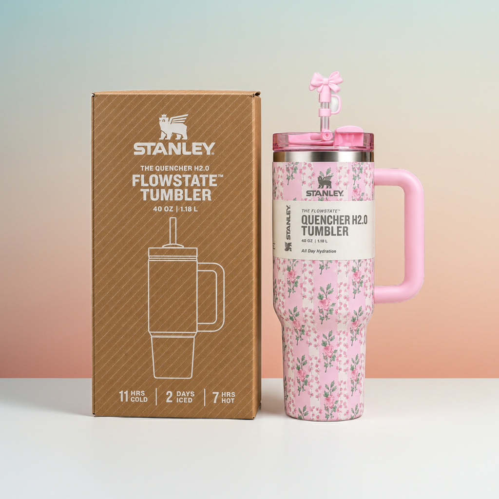 A Stanley 1200ml Flower Stainless Steel Tumbler by TradePro Solutions.