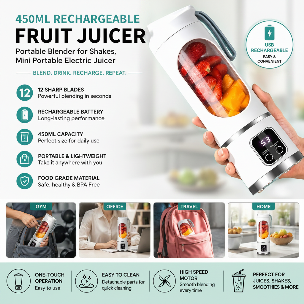 Rechargeable Portable Juicer Blender by TradePro Solutions.