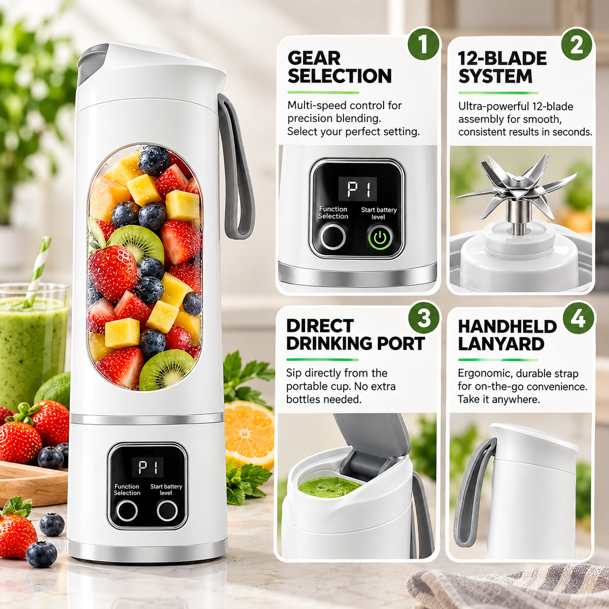 Rechargeable Portable Juicer Blender by TradePro Solutions.