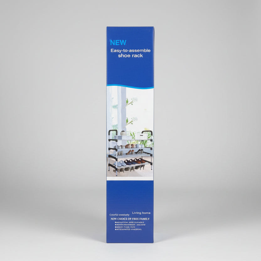 A 5-layer stainless steel shoe rack by TradePro Solutions.