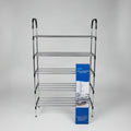 A 5-layer stainless steel shoe rack by TradePro Solutions.