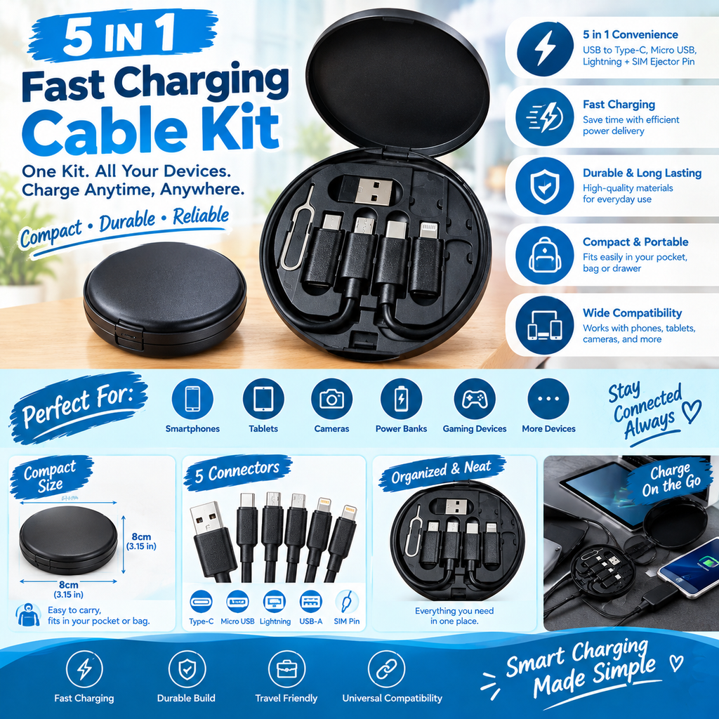 5in1 Fast Charging Cable Kit by TradePro Solutions.