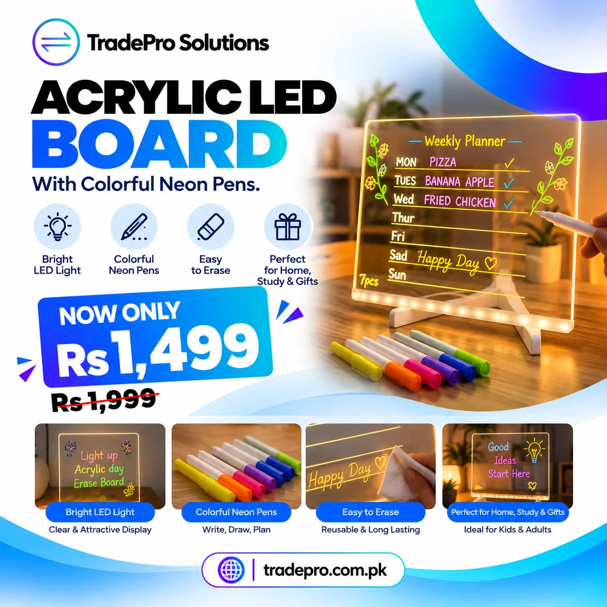 Acrylic LED Board With Neon Pens by TradeProSolutions