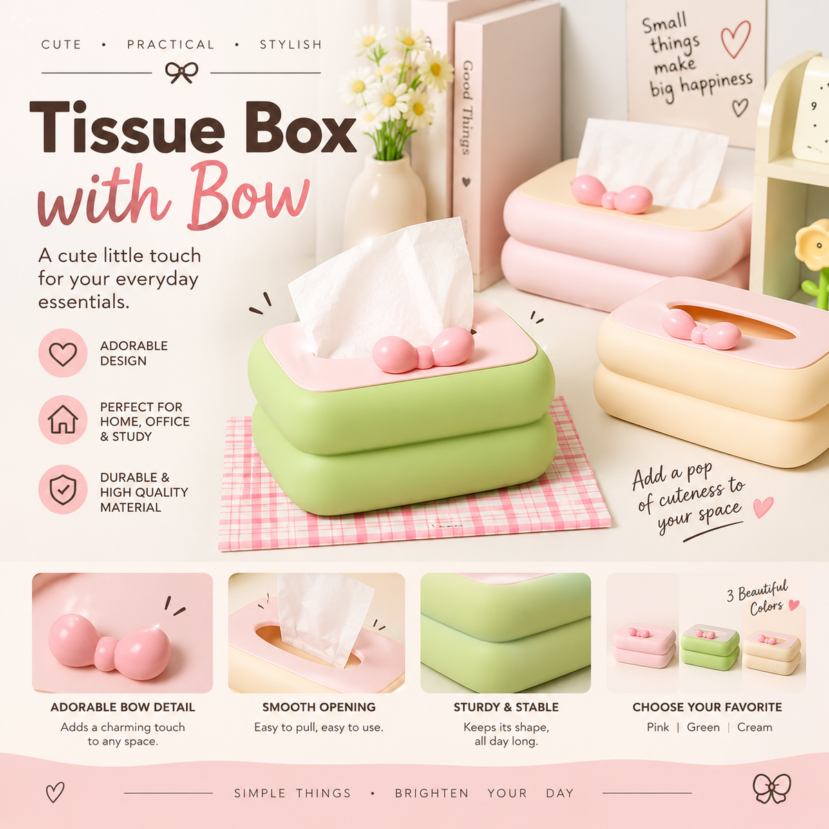Cute bow shaped tissue box holder by TradePro Solutions.
