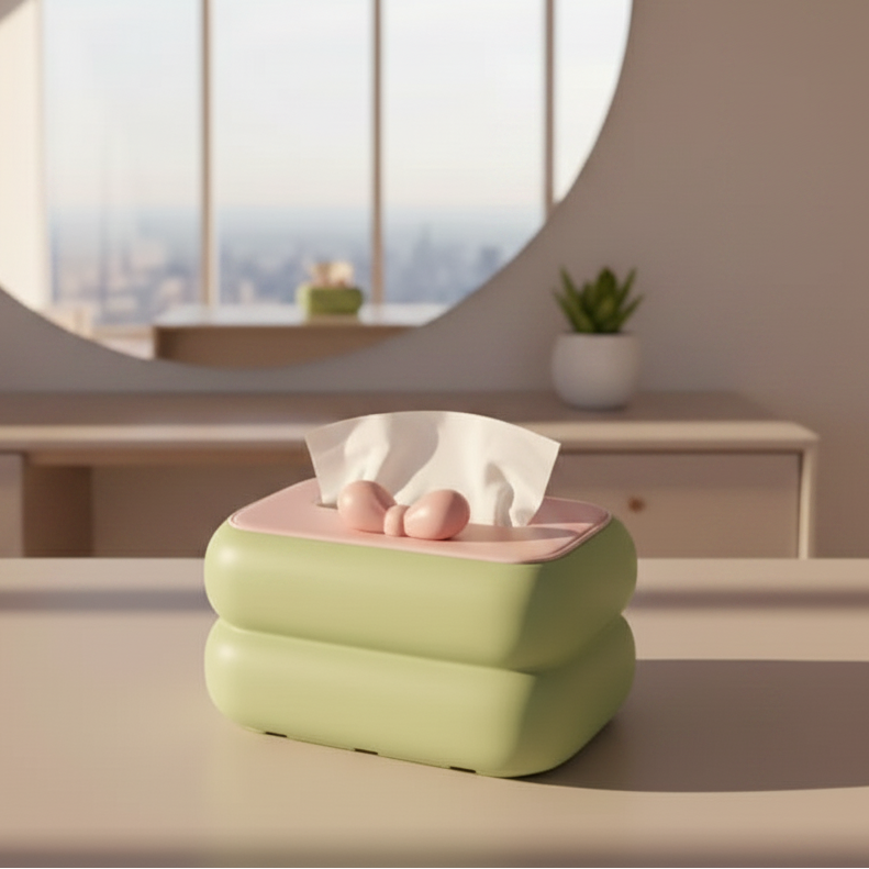 Cute bow shaped tissue box holder by TradePro Solutions.