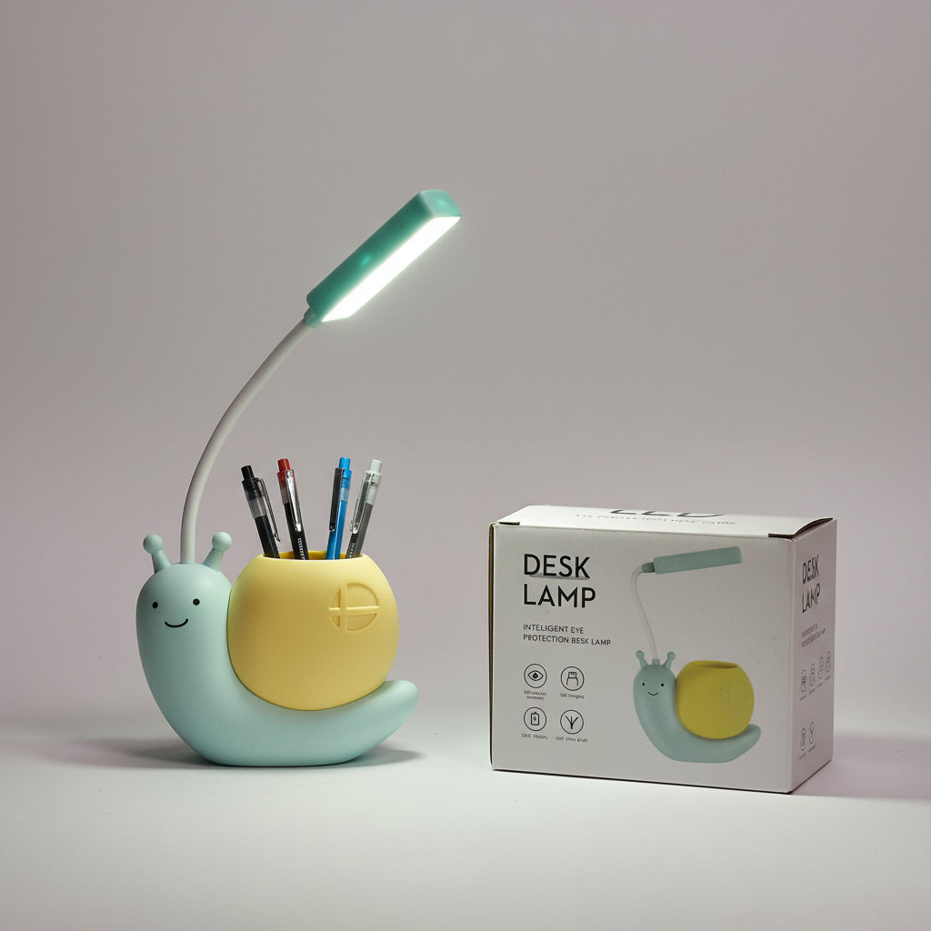 Rechargeable Snail Lamp with Pen Holder by TradePro Solutions.