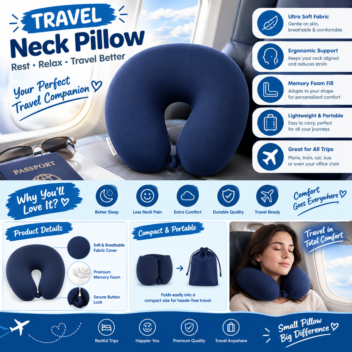 Travel Neck Pillow by TradePro Solutions.