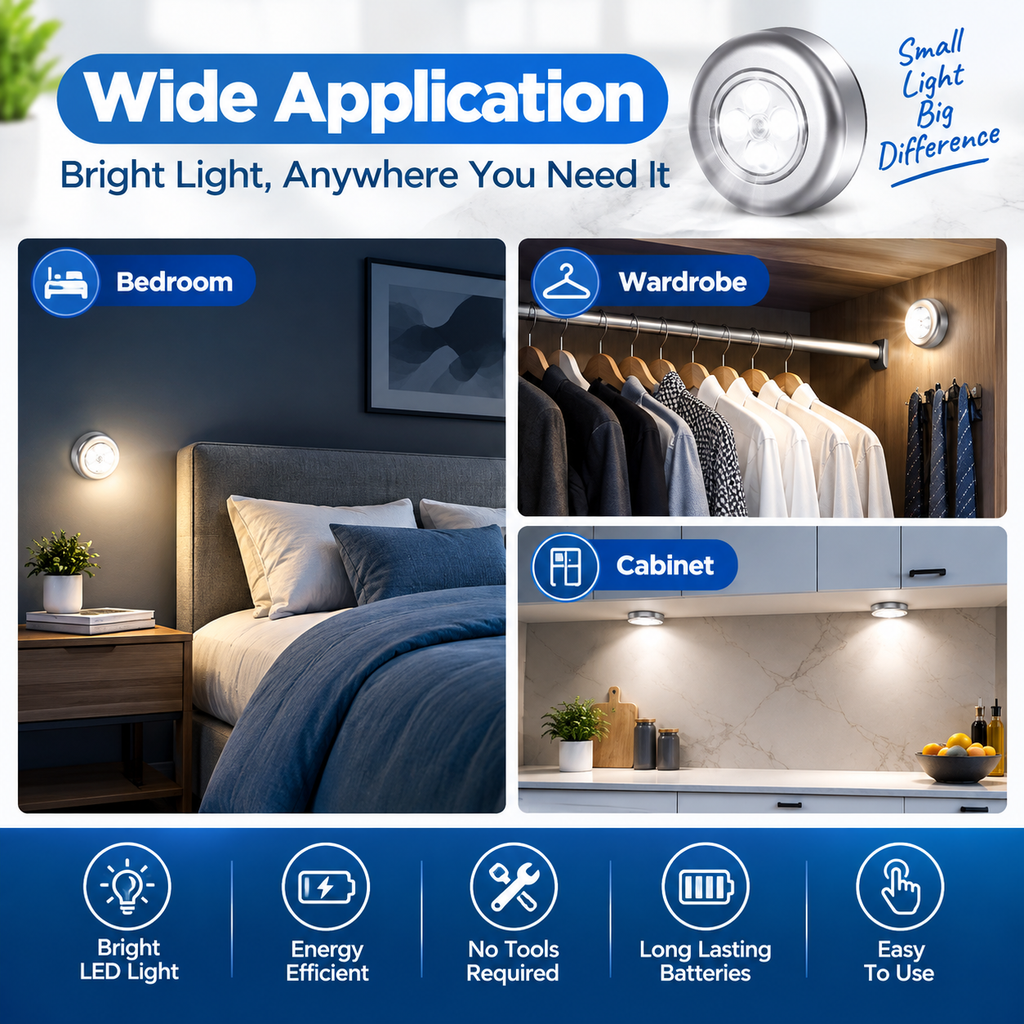 Wireless LED Light (Push for On/Off)