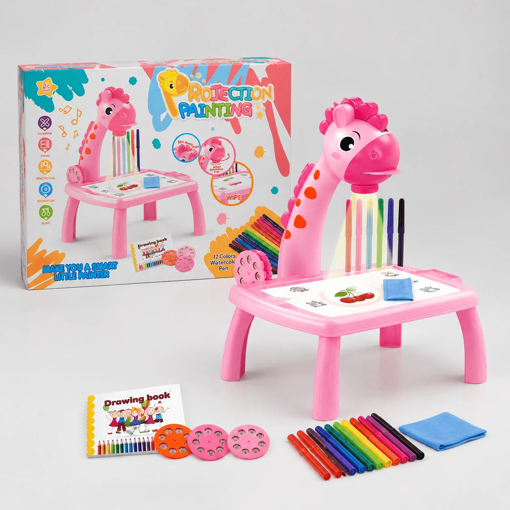Giraffe projector drawing table for kids with colourful product packaging