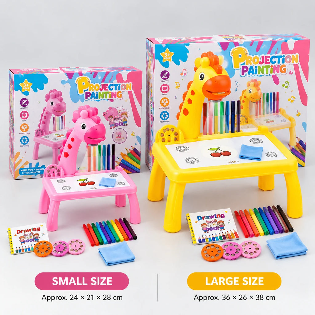Giraffe projector drawing table for kids with colourful product packaging